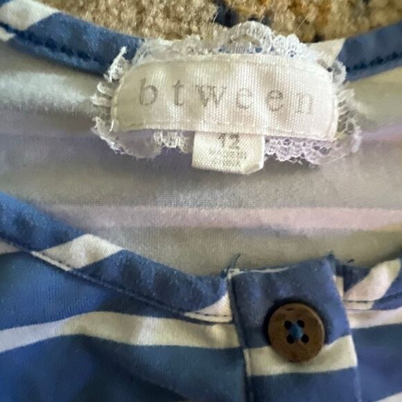 Girls’ Blue & White Striped Romper – Size 12 (btween) - Picture 2 of 4